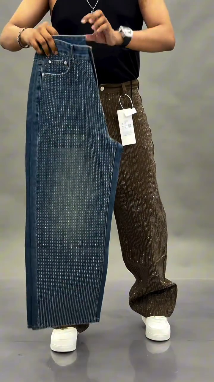 Men’s Premium Glitter Stripe Baggy Fit Jeans ✨ | Trendy Loose Fit Partywear Denim Pants for Men