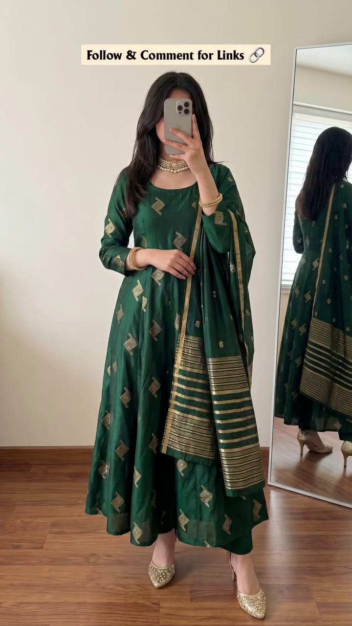 🤎 Women’s Elegant Rust Brown Anarkali Kurta Set 🤎