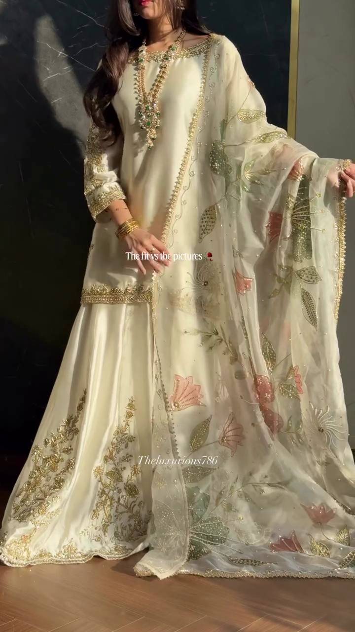 🤍 Women’s Luxury Ivory Embroidered Sharara Suit Set 🤍