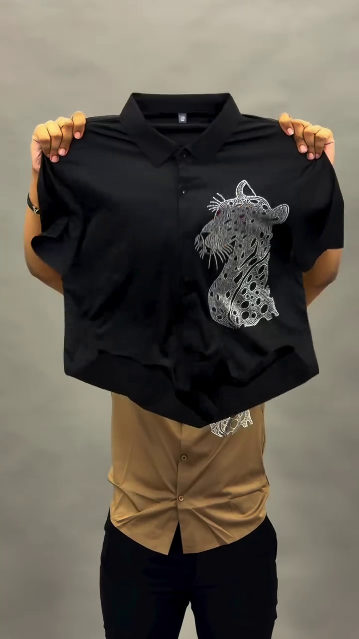 Men’s Premium Panther Printed Casual Shirt 🐆 | Trendy Partywear Half Sleeve Shirt for Men
